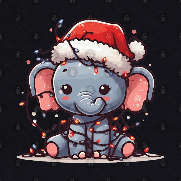 Christmas Elephant with Santa Hat by Heartsake